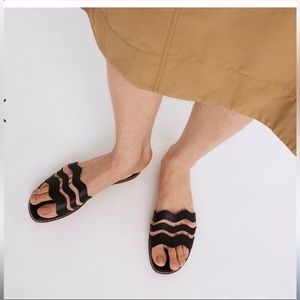 Madewell Wave Slide Sandal Black Leather Size 8